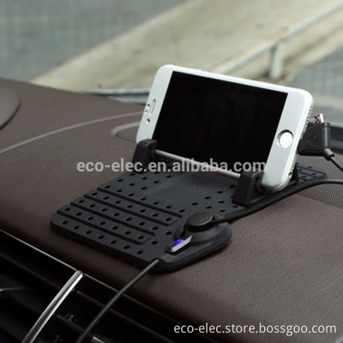 niversal Car Mobile Phone Holder With Charging Cable Dashboard Stand USB Mount Charger Cradle Non-Slip Pad For Phone GPS